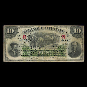 Canada, La Banque Nationale, 10 dollars : 2 janvier 1891