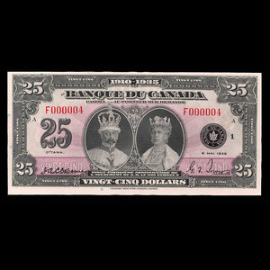 Canada, Banque du Canada, 25 dollars : 6 mai 1935