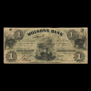 Canada, Molsons Bank, 1 piastre : 1 octobre 1855