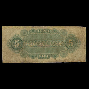 Canada, Molsons Bank, 5 piastres : 1 octobre 1855