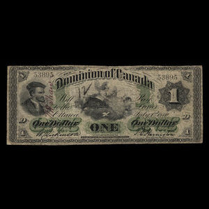 Canada, Dominion du Canada, 1 dollar : 1 juillet 1870