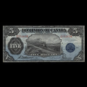 Canada, Dominion du Canada, 5 dollars : 1 mai 1912