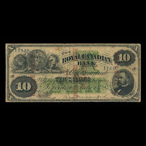 Canada, Royal Canadian Bank, 10 dollars : 1 juillet 1872