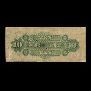 Canada, Royal Canadian Bank, 10 dollars : 1 juillet 1872