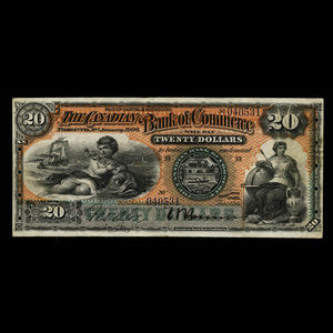 Canada, Canadian Bank of Commerce, 20 dollars : 2 janvier 1906