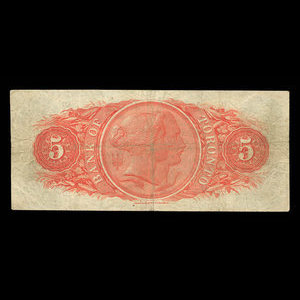 Canada, Bank of Toronto (The), 5 dollars : 1 juillet 1890