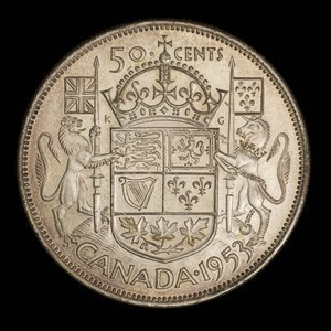 Canada, Élisabeth II, 50 cents : 1953