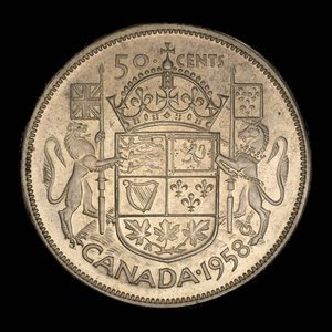 Canada, Élisabeth II, 50 cents : 1958