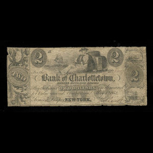 Canada, Bank of Charlottetown, 2 dollars : 1 mai 1852