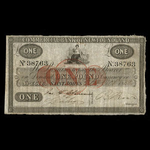 Canada, Commercial Bank of Newfoundland, 1 livre(anglaise) : 20 octobre 1858