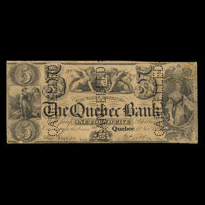 Canada, Banque de Québec, 5 dollars : 1 novembre 1852