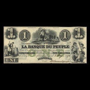 Canada, Banque du Peuple (People's Bank), 1 dollar : 2 mai 1870