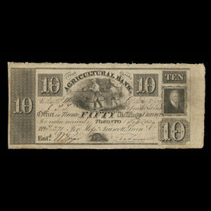 Canada, Agricultural Bank (Toronto), 10 dollars : 1 septembre 1834