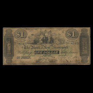 Canada, Bank of New Brunswick, 1 dollar : 1 juillet 1863