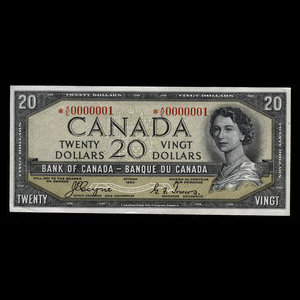 Canada, Banque du Canada, 20 dollars : 1954