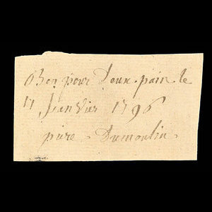 Canada, Pierre Dumoulin, 2 pains : 11 janvier 1796