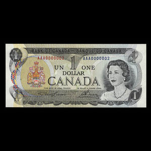 Canada, Banque du Canada, 1 dollar : 1973