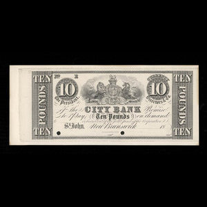 Canada, City Bank (Saint John), 10 livres(anglaise) : 1839