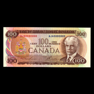 Canada, Banque du Canada, 100 dollars : 1975