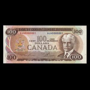 Canada, Banque du Canada, 100 dollars : 1975