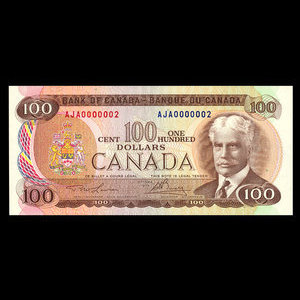 Canada, Banque du Canada, 100 dollars : 1975