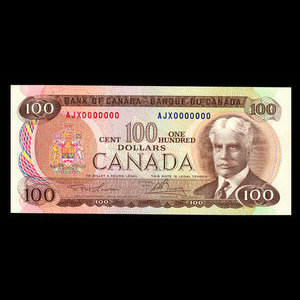 Canada, Banque du Canada, 100 dollars : 1975