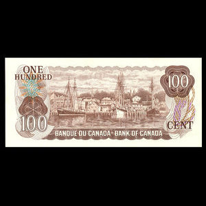 Canada, Banque du Canada, 100 dollars : 1975