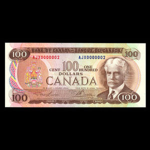 Canada, Banque du Canada, 100 dollars : 1975