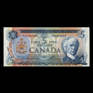 Canada, Banque du Canada, 5 dollars : 1972