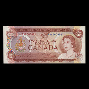 Canada, Banque du Canada, 2 dollars : 1974