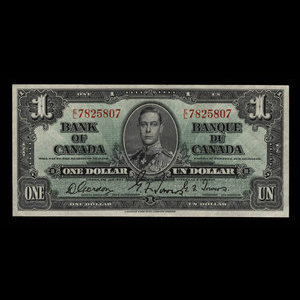 Canada, Banque du Canada, 1 dollar : 2 janvier 1937