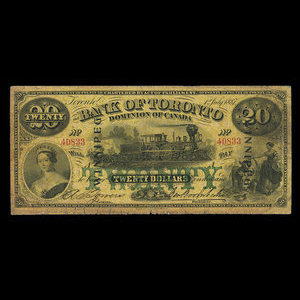 Canada, Bank of Toronto (The), 20 dollars : 1 juillet 1887