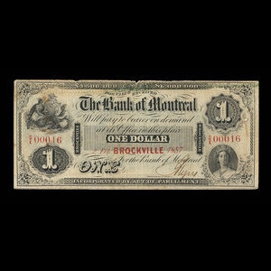 Canada, Banque de Montréal, 1 dollar : 2 février 1857