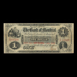 Canada, Banque de Montréal, 1 dollar : 1 août 1856