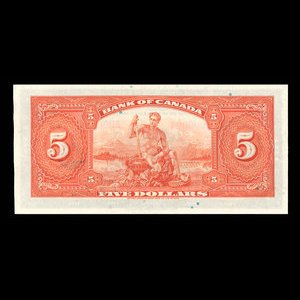 Canada, Banque du Canada, 5 dollars : 1935