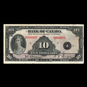 Canada, Banque du Canada, 10 dollars : 1935