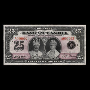 Canada, Banque du Canada, 25 dollars : 6 mai 1935