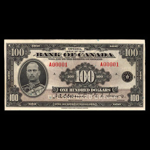 Canada, Banque du Canada, 100 dollars : 1935