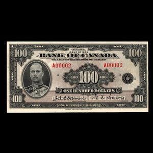 Canada, Banque du Canada, 100 dollars : 1935