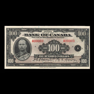 Canada, Banque du Canada, 100 dollars : 1935