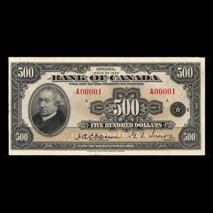 Canada, Banque du Canada, 500 dollars : 1935