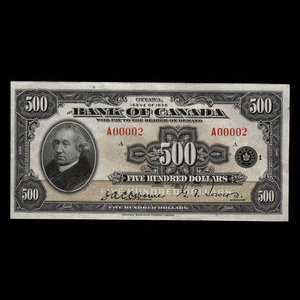 Canada, Banque du Canada, 500 dollars : 1935