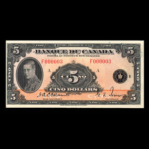 Canada, Banque du Canada, 5 dollars : 1935