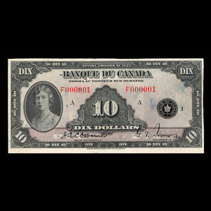 Canada, Banque du Canada, 10 dollars : 1935