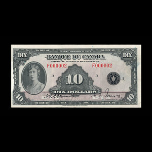 Canada, Banque du Canada, 10 dollars : 1935