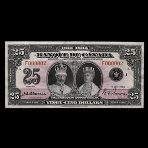 Canada, Banque du Canada, 25 dollars : 6 mai 1935