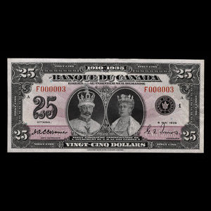 Canada, Banque du Canada, 25 dollars : 6 mai 1935