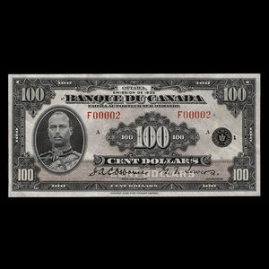 Canada, Banque du Canada, 100 dollars : 1935