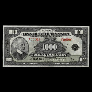 Canada, Banque du Canada, 1,000 dollars : 1935