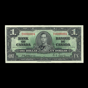 Canada, Banque du Canada, 1 dollar : 2 janvier 1937